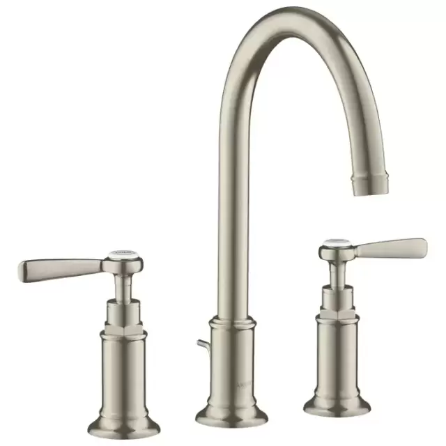 Axor Montreux, Смеситель для раковины 180,на 3 отверстия, с рычаговымирукоятками, с донным клапаном, цвет: никель шлифованный