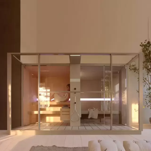 Effegibi Logica Spa Filo Сауна&Хаммам 373x250x217см, пристенная, цвет: White Cloud