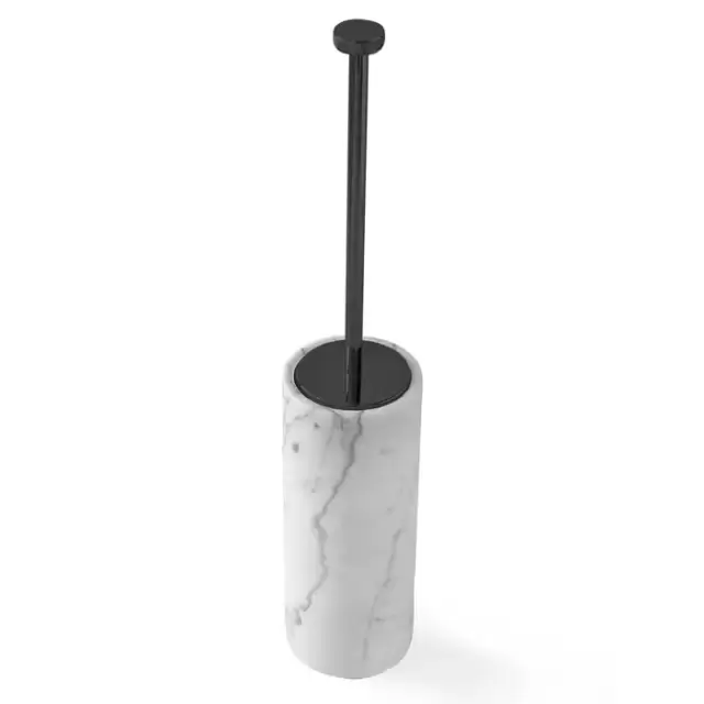 3SC Apuana 2.0 Ершик туалетный напольный d11xh65 см, цвет: мрамор White Statuario/никель черный матовый