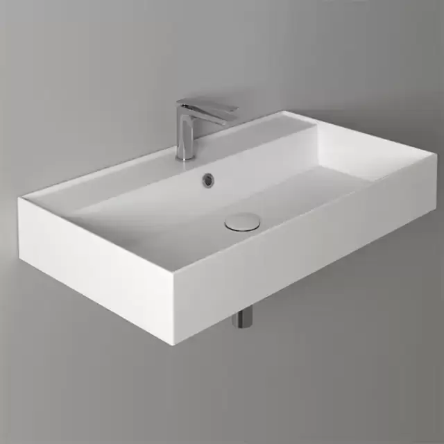 Simas Agile Раковина 81х46 см, 1 отв., подвесная/накладная, с переливом, цвет: белый