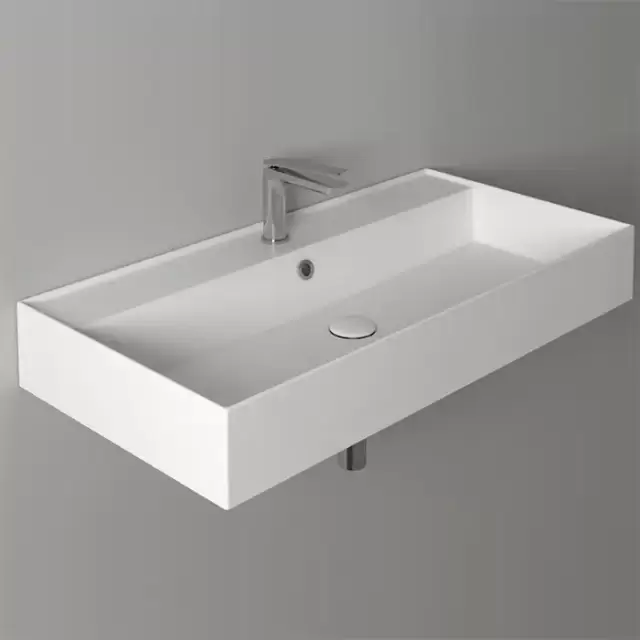 Simas Agile Раковина 91х46 см, 1 отв., подвесная, с переливом, цвет: белый