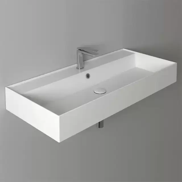 Simas Agile Раковина 101х46 см, 1 отв., подвесная, с переливом, цвет: белый