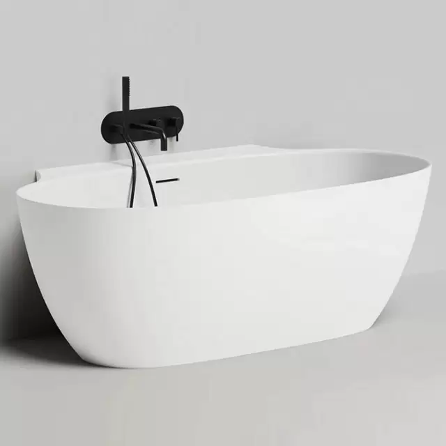 Salini Alda Wall Ванна 170х90х60см., пристенная, S-Sense, донный клапан, сифон, слив-перелив, цвет: белый глянцевый