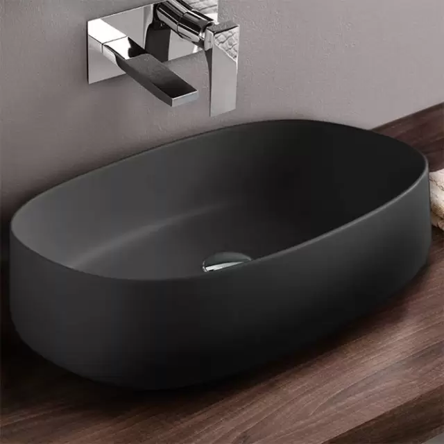 ArtCeram Cognac Раковина 55х35 см, без отв., без слив-перелива, Saniglaze, цвет: черный матовый