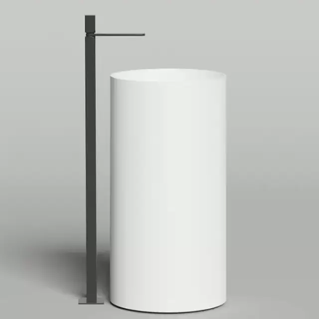 Salini Armonia Round 01 Раковина напольная 45х45х90см., мат-л: S-Stone, слив в стену, цвет: белый матовый