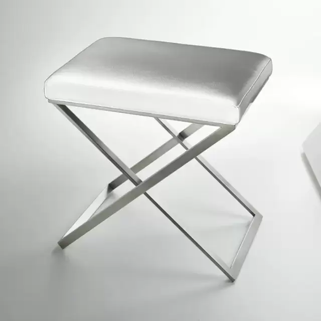 3SC Lino&Lone Стул с сиденьем из гладкой кожи 50хh50х36 см, цвет: белая кожа/никель сатинированный матовый