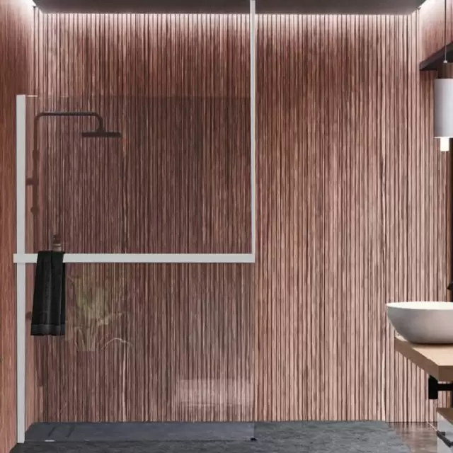 Novellini Kuadra H Душевое ограждение 160х205cм., с свободным входом, Sx, с потолочным кронштейн, с полотенцедержателем, стекло прозрачное, цвет: белый матовый