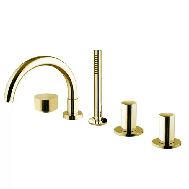 Fima Carlo Frattini So Смеситель на борт ванны, с 5 отв., с ручным душем, цвет: золото