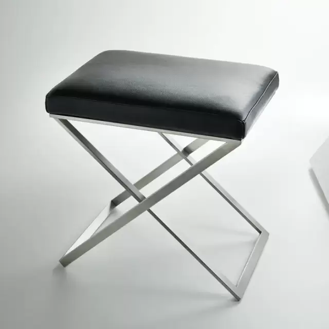 3SC Lino&Lone Стул с сиденьем из гладкой кожи 50хh50х36 см, цвет: черная кожа/никель сатинированный матовый