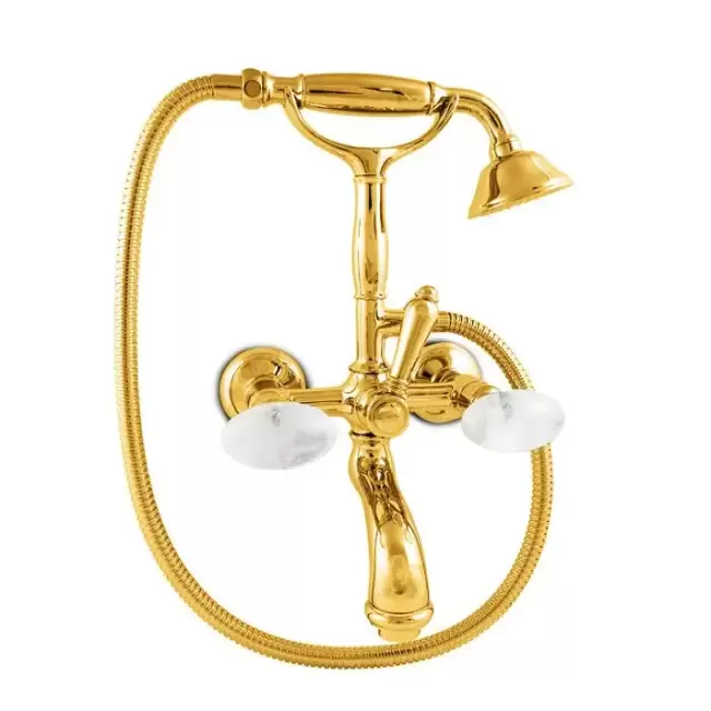 Nicolazzi Cristallo Di Rocca Смеситель для ванны с 2мя ручками, с переключателем ванна/душ, цвет: золото