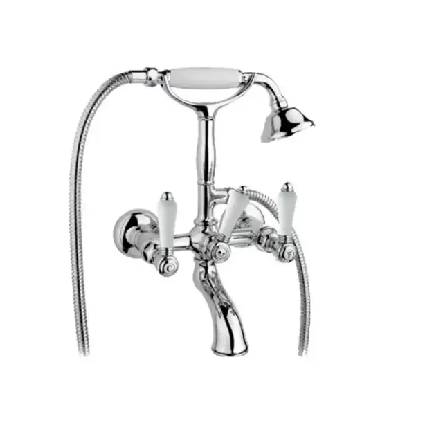 Nicolazzi Petit Mont Blanc Смеситель для ванны с душем duplex настенный на 2 отверстия, излив: 155 мм, цвет: хром