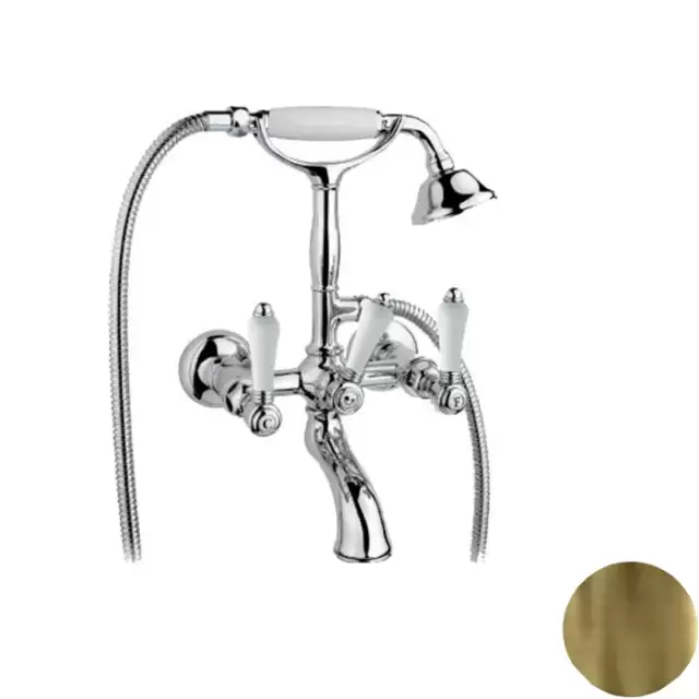 Nicolazzi Petit Mont Blanc Смеситель для ванны с душем duplex настенный на 2 отверстия, излив: 155 мм, цвет: Bronze Plated