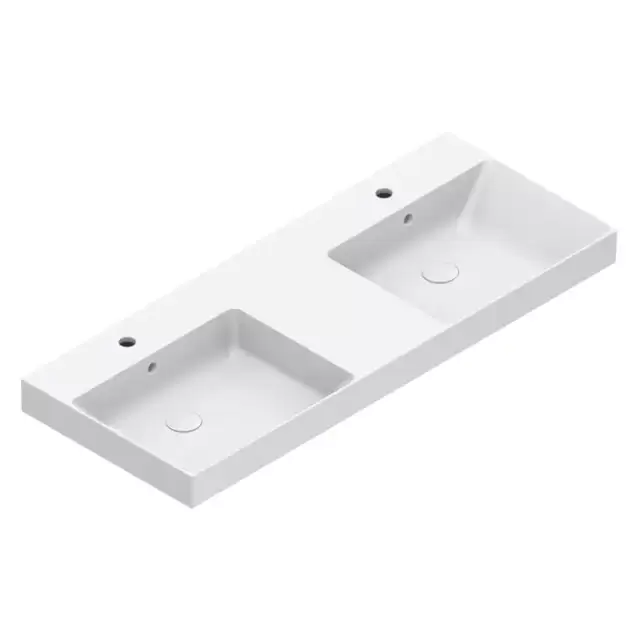 Catalano Zero Раковина 125x50см двойная, c 2 отв., цвет: белый глянцевый
