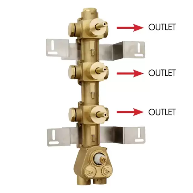 Bossini Встраиваемая часть термостата с 3 запорными клапанами, (3 выхода) высокой пропускной способности на &frac34;&rdquo;, уст-ка верт/гор.