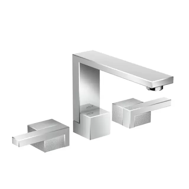 Axor Edge Смеситель для раковины, на 3 отв., с донным клапаном push/open, излив 173мм, алмазная огранка, цвет: хром