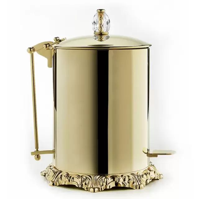 3SC Bally Ведро с крышкой, педалью, soft close, ручка Swarovski, цвет: золото 24к. Lucido