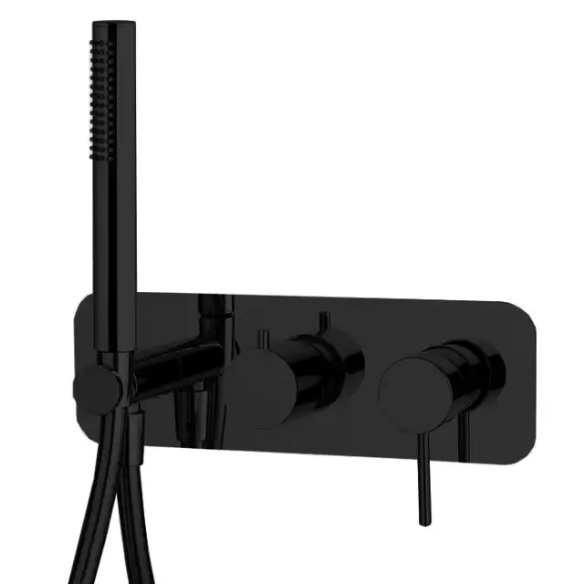 Fima Carlo Frattini Spillo Up Смеситель для душа, встраиваемый, с переключателем на 2 источника, с ручным душем, цвет: черный матовый