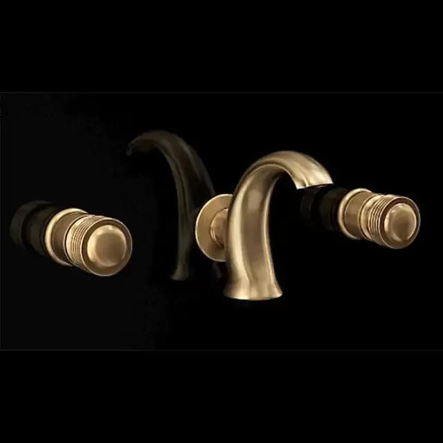 Devon&Devon Excelsior Royal Смеситель для раковины на три отверстия для настенного монтажа, цвет: античная латунь