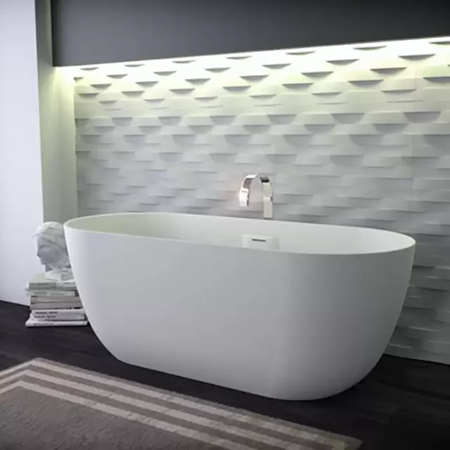 KNIEF Lotus Ванна отдельностоящая из материала Stone 170х75х63 см, с переливом и выпуском Click-Clack хром, без ручек, цвет:белый матовый