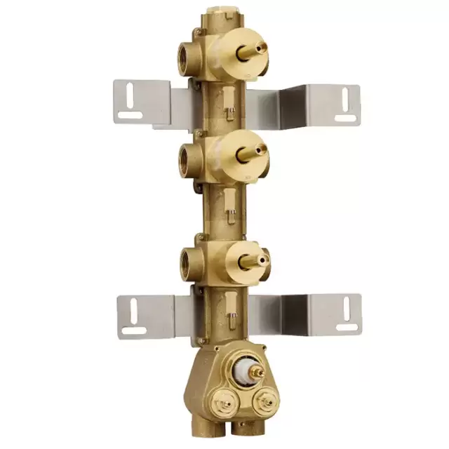 Bossini Встраиваемая часть термостата с  запорным клапаном и 2 дивиатора на 2 выхода, (5 выходов) высокой пропускной способности на &frac34;&rdquo;, уст-ка верт/гор.