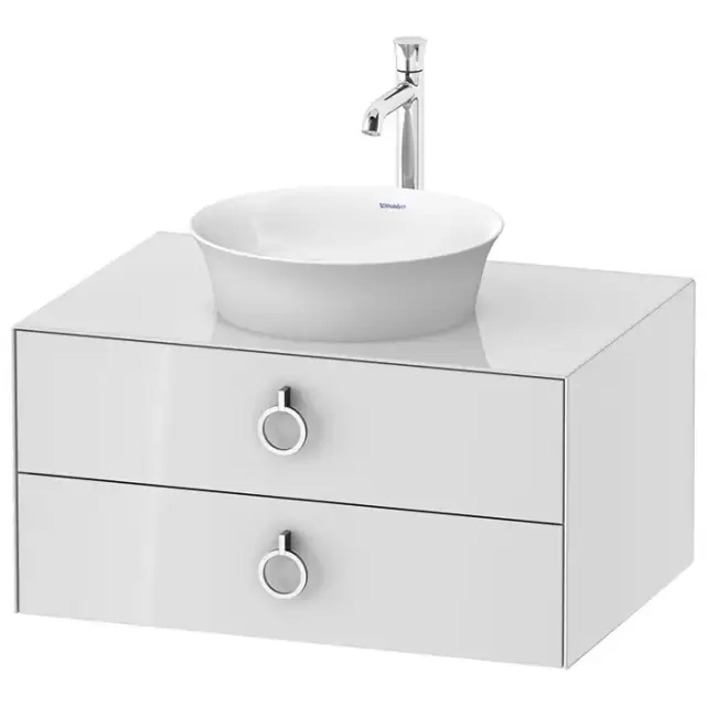 Duravit White Tulip Тумбочка подвесная 80x55х40.8см., раковина, 2 ящика с ручкой, цвет: белый высокоглянцевый