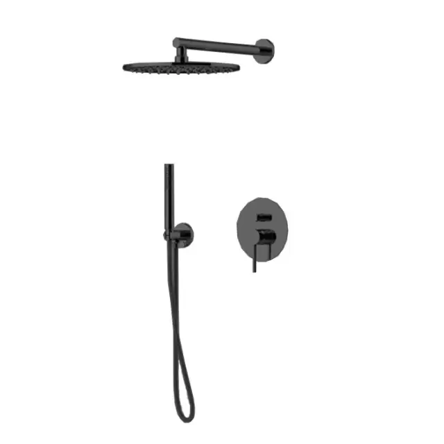 Gattoni Circle Two/ONE Комплект для душа со встроенным смесителем, с ручной лейкой и верхним душем 250 мм, цвет: черный матовый