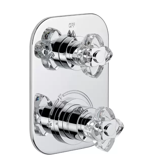 THG Pétale de cristal clair Смеситель для душа, термостатический, с переключателем на 2 потока, цвет: хром/прозрачный хрусталь