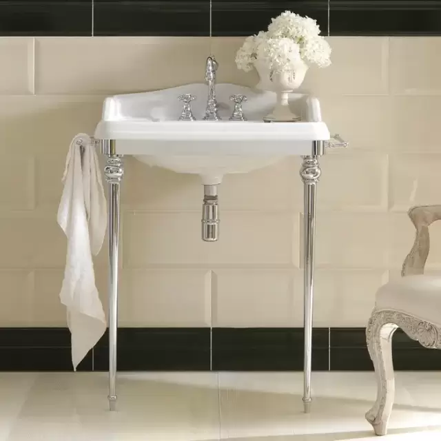 3SC Consolle Консоль Денди 85х54хh104см, с раковиной LA01, сифоном и полотенцедердателями, напольная, цвет: хром