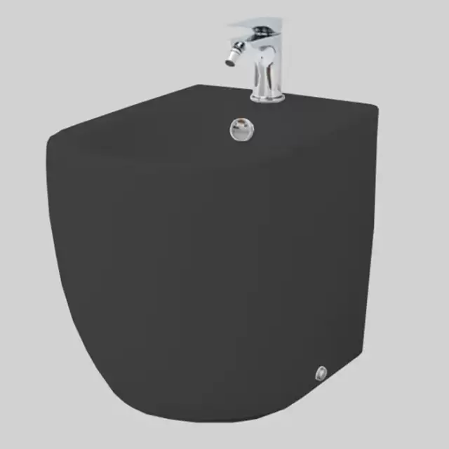 Artceram File 2.0 Биде напольное 37х52 см, 1 отверстие, saniglaze, цвет: черный матовый