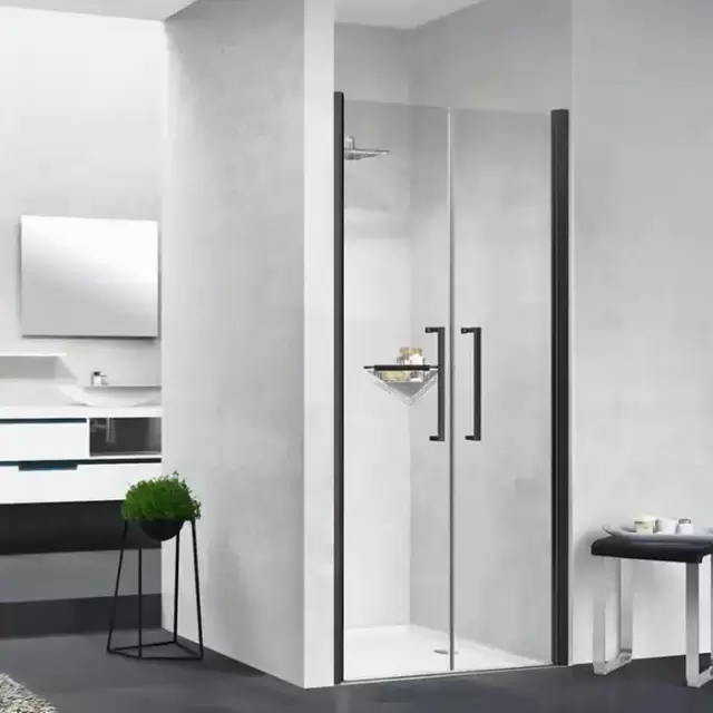 Novellini Young Душевая дверь 77-81х200см., распашная двойная дверь, в нишу, цвет: черный