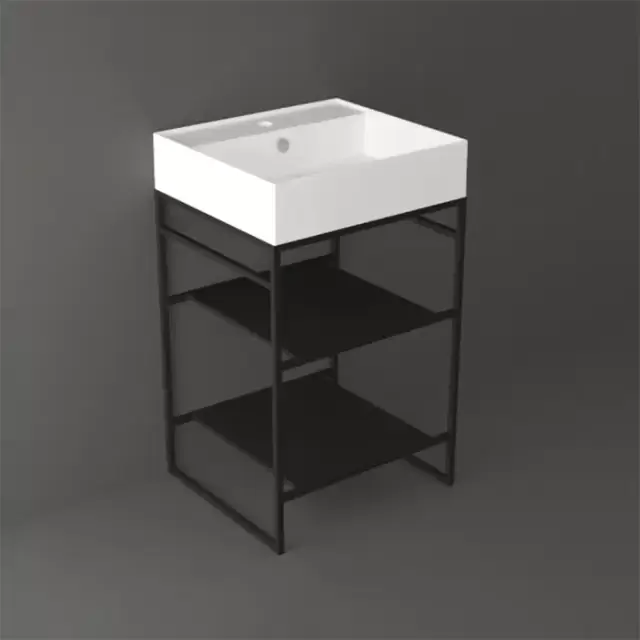 Simas Agile Структура металлическая 51x46xh72см, напольная, для раковины с 1 отв., AG51, с 2 полками, цвет: черный матовый