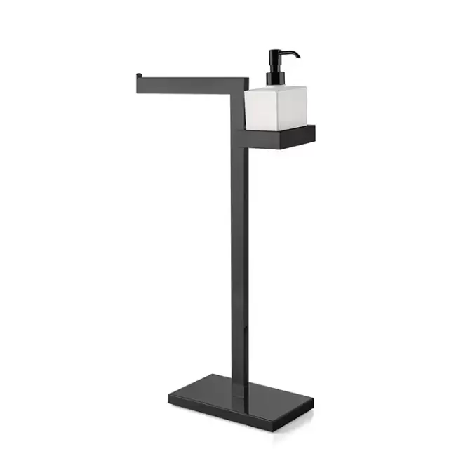3SC SK Напольная стойка 63см, с полотенцедержателем и дозатором для жидкого мыла, цвет: черный матовый
