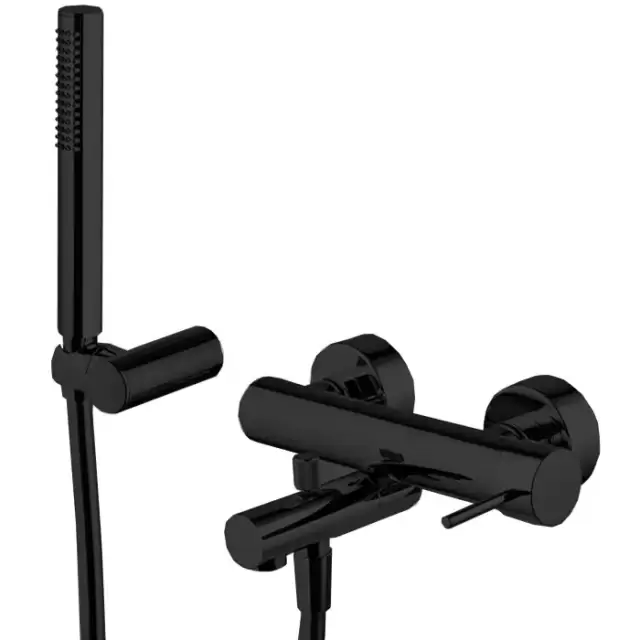 Fima Carlo Frattini Spillo Up Смеситель для ванны, настенный, с ручным душем, цвет: черный матовый