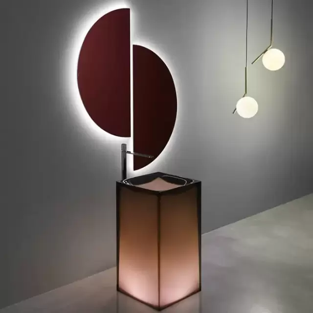 Antonio Lupi Aura Раковина 45х45х85 см, без отв., напольная, слив в пол, с дон. клапан, сифоном и трубой слива, Cristalmood, цвет: Ginger