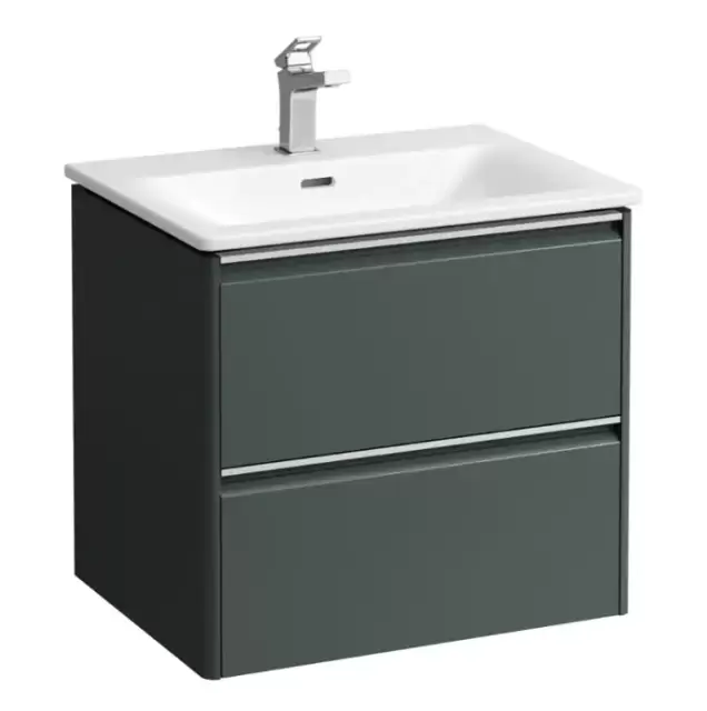 Laufen Palace Комплект мебели 600х450х545 мм., с раковиной Slim, 2 ящика, органайзер для ящика, ручка анодированный алюминий, цвет: интенсивный серый