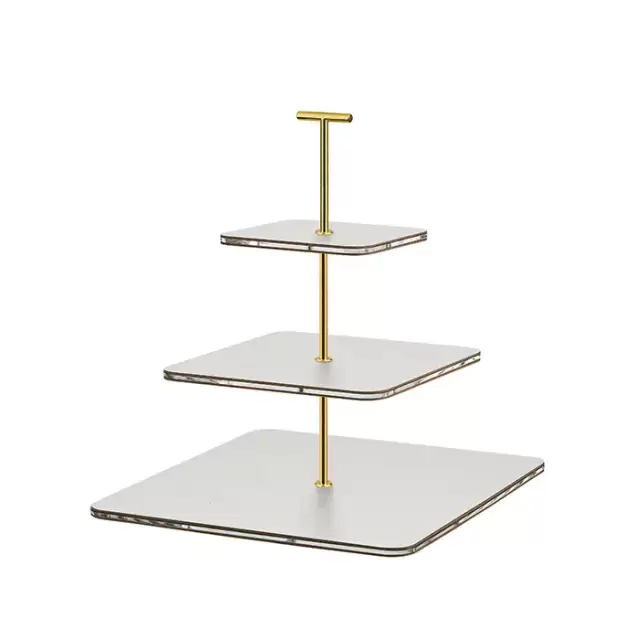 ADJ Сервировочная стойка 30x30xH35см., ручка "Т", цвет: устричный/фурнитура золото