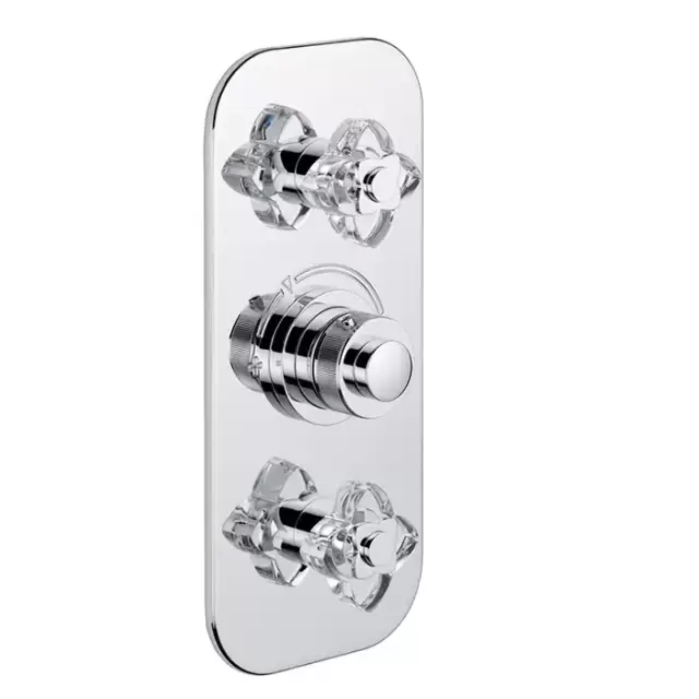 THG Pétale de cristal clair Смеситель для душа, термостатический, 2 потока, цвет: хром/прозрачный хрусталь