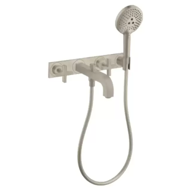 Axor Citterio Смеситель для ванны, встраиваемый, с ручным душем, панель, цвет: шлифованный никель