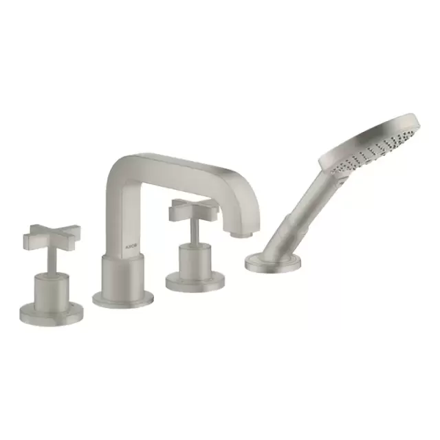Axor Citterio Смеситель на борт ванны, на 4 отв., с ручным душем, цвет: сталь