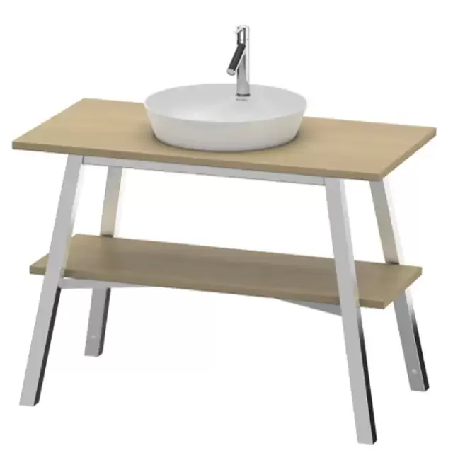 Duravit Cape Cod Консоль 112х82.5x57см., деревянная напольная с 1 полкой, с раковиной на 1 отв., цвет: Граб с раковиной