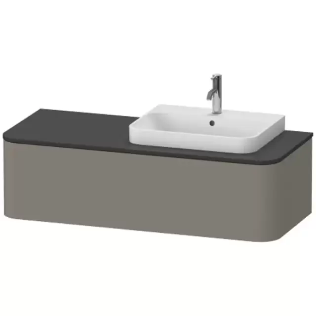 Duravit Happy D.2 Plus Тумба подвесная 130x55х35.4см, с раковиной и 1 ящиком, DX, цвет: stone grey satin matt