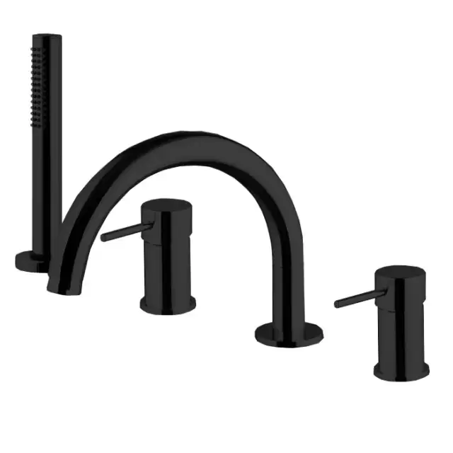 Fima Carlo Frattini Spillo Up Смеситель на борт ванны, на 4 отв., с ручным душем, цвет: черный матовый