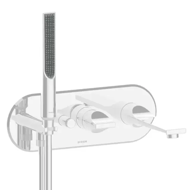 Bossini Apice Смеситель для ванны встраиваемый, однорычажный, с ручным душем Slim и шлангом 1500 мм., цвет: белый матовый
