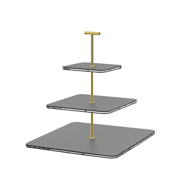 ADJ Сервировочная стойка 30x30xH35см., ручка "Т", цвет: серый/фурнитура золото