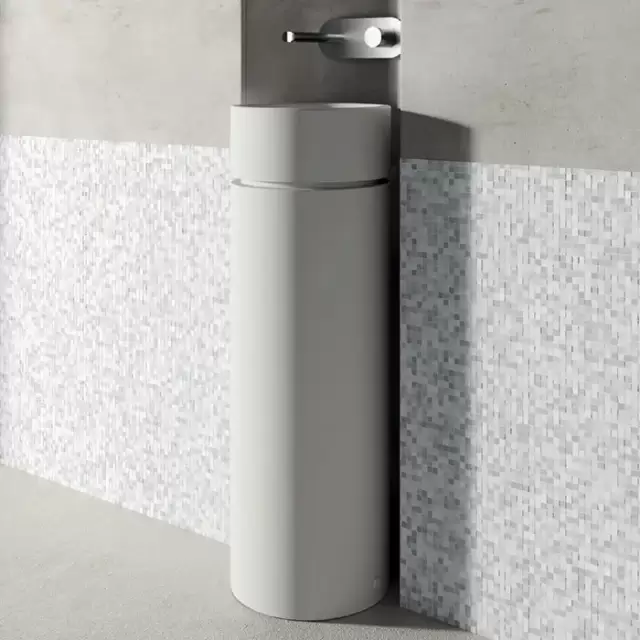 Kerasan Oke Раковина круглая 30см, на пьедестале, без отв., цвет: белый матовый