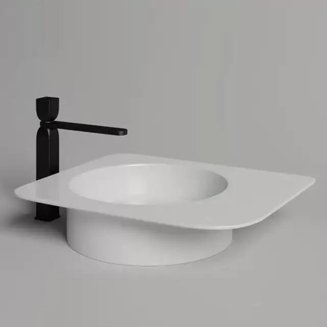 Salini Ninfea  Раковина накладная 54.5х44.7х12cм, без отв., без перелива, S-Stone, цвет: белый матовый