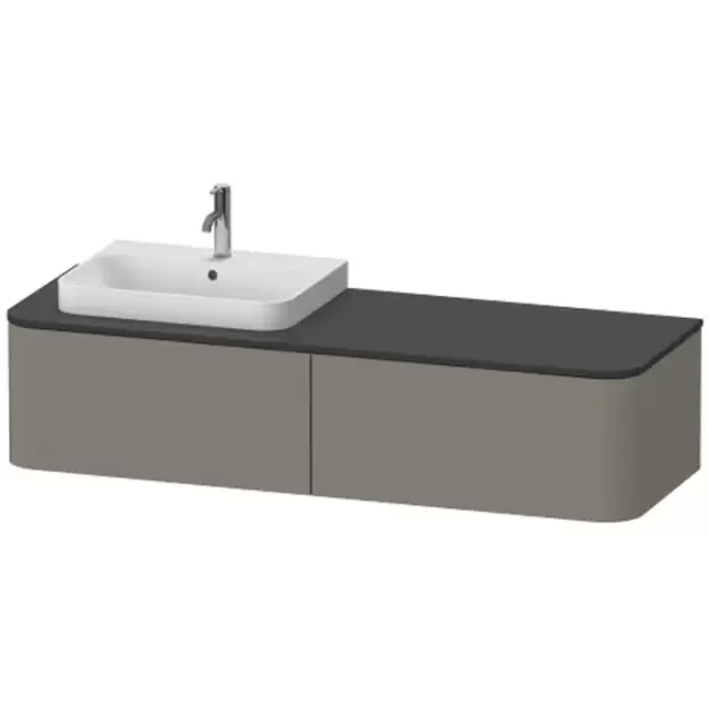 Duravit Happy D.2 Plus Тумба подвесная 160x55х35.4см, с раковиной и 2 ящиками, SX, цвет: stone grey satin matt