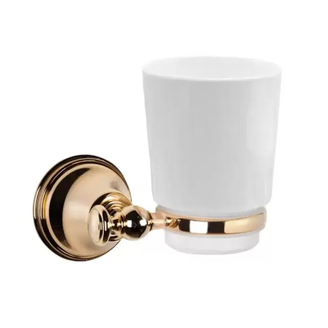 TW Harmony 109 Стакан подвесной, керамический (белый), цвет: золото