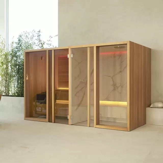 Effegibi Yoku Spa Shelf Сауна&Хаммам 444x170х217см, в нишу, цвет: чёрный орех/Fior di Bosco Tortora