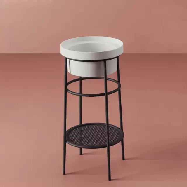 Artceram Fuori Scala Металическая структура &Oslash;38хh83см с раковиной, без отв., Fuori Scala &Oslash;41, напольная, цвет: черный матовый/белый глянцевый